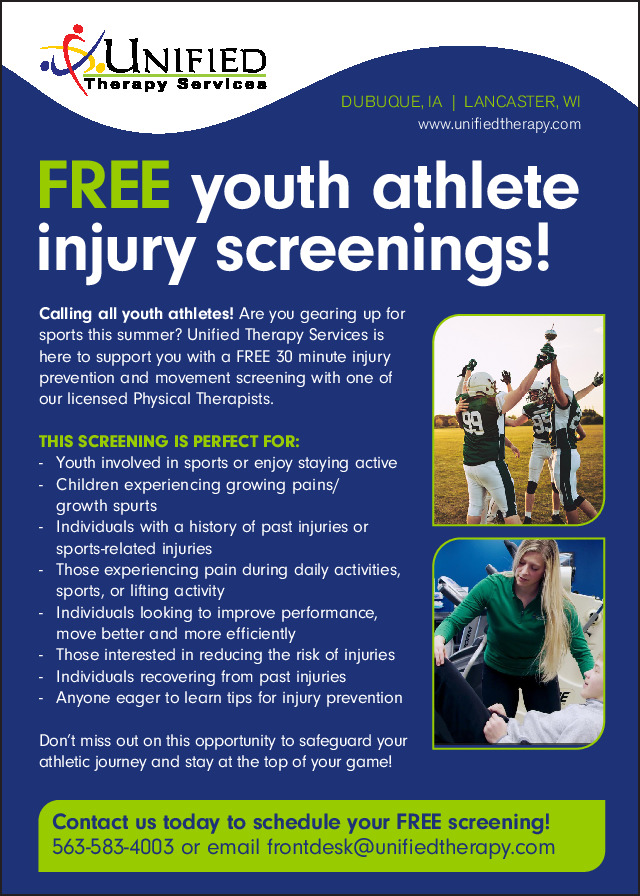 thumbnail of Free Injury Screening for Athletes 5×7 ad